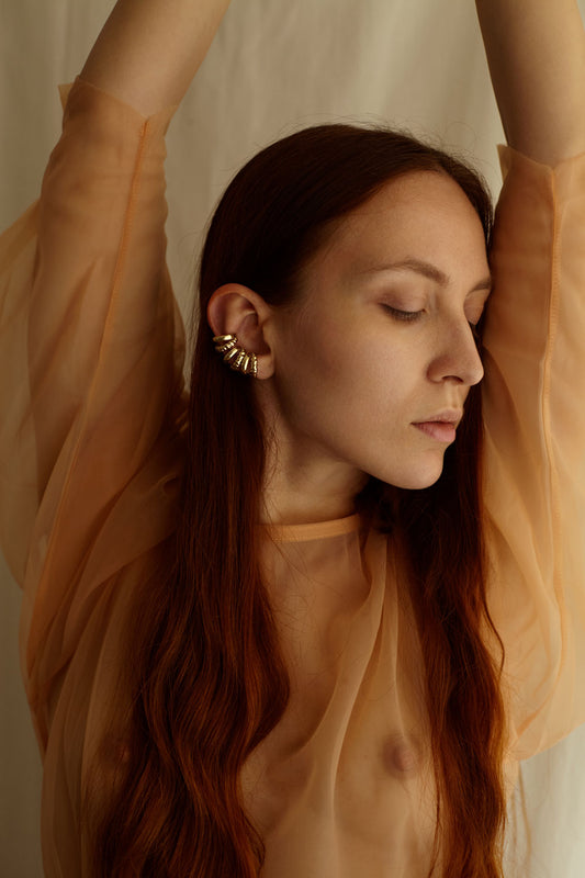 ear cuff in oro orecchino senza bisogno del buco fatto a mano in italia