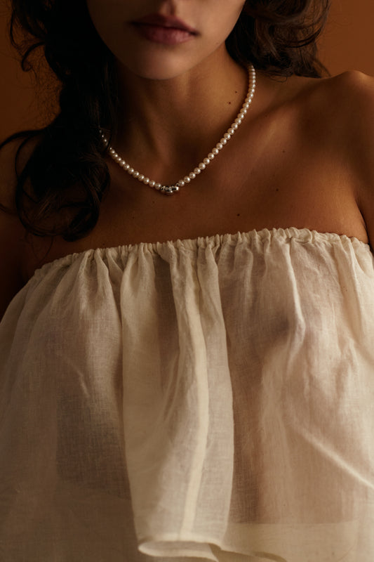 ETNS06. PEARL NECKLACE/SMALL - SILVER