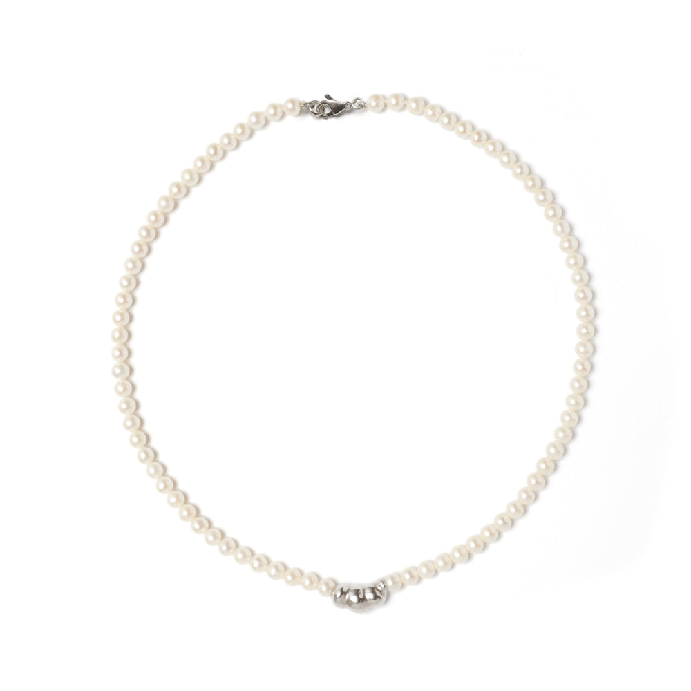 ETNS06. PEARL NECKLACE/SMALL - SILVER